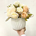 Cachepot Decorativo Em Cimento Martelado Branco Fosco Médio