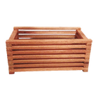 Cachepot Duplo Pequeno em Madeira 11x32cm Marrom Vazado Massol