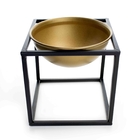 Cachepot Em Cerâmica Dourado Com Base De Metal Preto 21cm E02