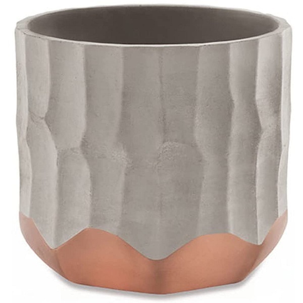 Cachepot Em Cimento Cinza E Rosê Gold 12 X 14 Cm Mart