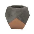 Cachepot Em Cimento E Cobre  1 Peca 13 2cm X 13 2cm X 11 3cm