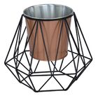 Cachepot Em Metal Cobre E Prateado 20cm X 17 5cm X 16 4cm