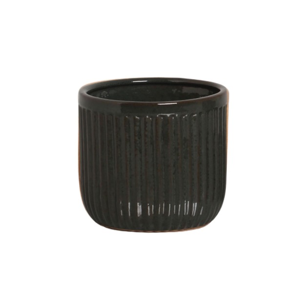 Cachepot Moderno Médio Cerâmica 10x12x0,5cm Verde Acinzentando Cerâmica Burguina