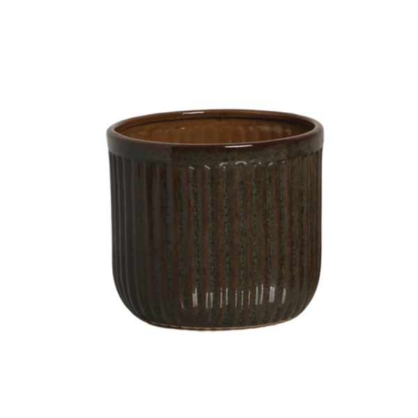 Cachepot Moderno Médio Cerâmica 10x12x0,5cm Verde Floresta Cerâmica Burguina