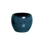 Cachepot Moderno Médio Cerâmica 12,5x13,7x0,5cm Azul Cerâmica Burguina