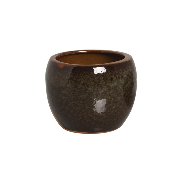 Cachepot Moderno Médio Cerâmica 12,5x13,7x0,5cm Verde Floresta Cerâmica Burguina