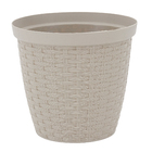 Cachepot Médio em Plástico 18x20cm Cinza Rattan Okla