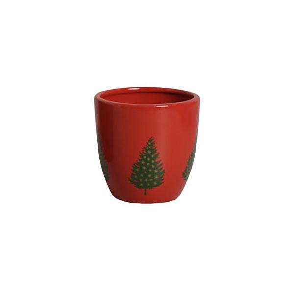 Cachepot Moderno Pequeno Cerâmica 11x11,7x0,5cm Vermelho Cerâmica Burguina