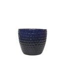 Cachepot Pequeno Cerâmica 13,5x15,5cm Redondo Preto com Azul CMR