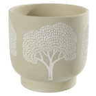 Cachepot Pequeno Cerâmica 13x13cm Branco e Bege Clássico Florarte