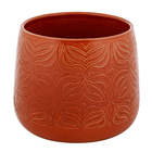 Cachepot Pequeno em Cerâmica 13x15cm Laranja Flor Ts Brasil