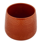 Cachepot Pequeno em Cerâmica 13x15cm Laranja Flor Ts Brasil