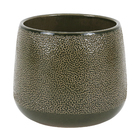 Cachepot Pequeno em Cerâmica 13x15cm Verde Musgo Points Ts Brasil