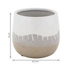 Cachepot Pequeno em Cerâmica 14x14,5cm Branco e Cinza Decor Florarte