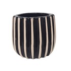 Cachepot Pequeno Cerâmica 12,5x14cm Redondo Preto e Branco CMR