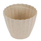 Cachepot Pequeno em Plástico Sustentável 12x15,5cm Marfim Plissado Evo Design