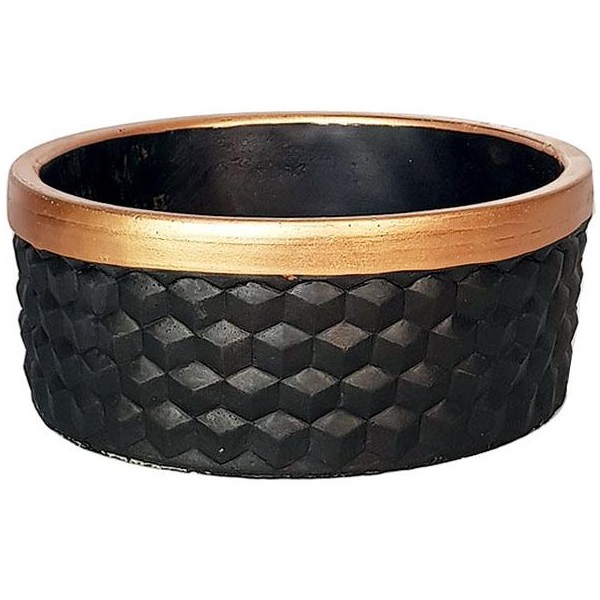 Cachepot Preto E Cobre Em Cimento Grande Mart