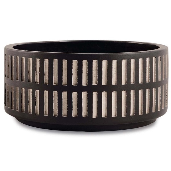 Cachepot Preto Em Cimento Com Textura Branca 8 X 18cm Mart