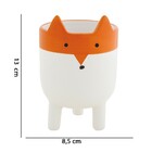 Cachepot "raposa" Branco E Laranja Em Ceramica 13 Cm M02 - D'