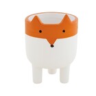 Cachepot "raposa" Branco E Laranja Em Ceramica 15 Cm  M02 - D