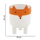 Cachepot "raposa" Branco E Laranja Em Ceramica 15 Cm  M02 - D
