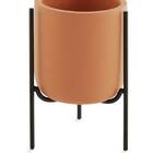 Cachepot Terracota Em Cimento Com Suporte Preto Em Metal 1285