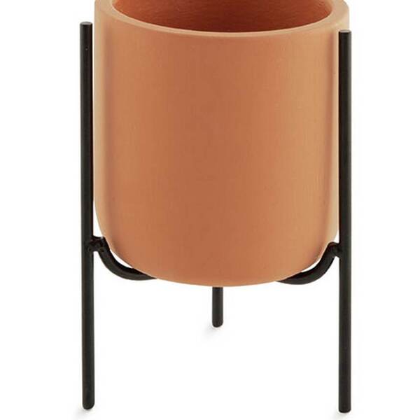 Cachepot Terracota Em Cimento Com Suporte Preto Em Metal 1285