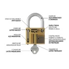 Cadeado 30 Mm Zamac Latonado E-coat Com 2 Chaves Stam
