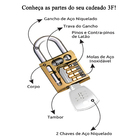 Cadeado 3f 30mm Malas Mochilas Baus Janelas Portao Armarios