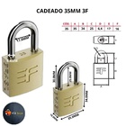 Cadeado 3f 35mm Portoes Janelas Baus Gavetas Mala Ferramentas