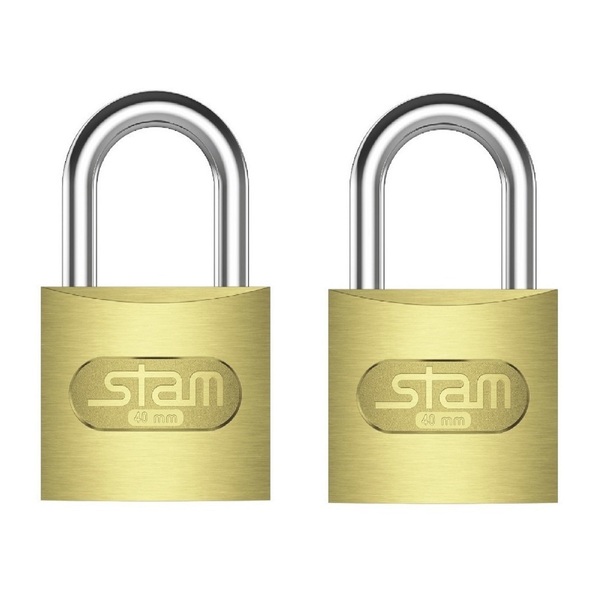 Cadeado 40mm Zamac Latonado Stam Kit 2 Unidades