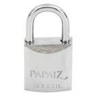 Cadeado com Chave Simples 20mm Latão Maciço Cromado Acetinado Papaiz