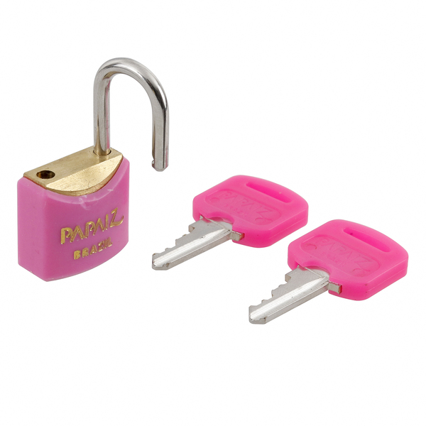 Cadeado Com Chave Simples 20mm Latao Rosa Color Papaiz Leroy Merlin