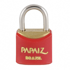 Cadeado com Chave Simples 20mm Latão Vermelho Color Papaiz