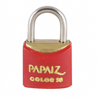 Cadeado com Chave Simples 20mm Latão Vermelho Color Papaiz