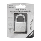 Cadeado com Chave Simples 40mm Latão Maciço Cromado Acetinado Papaiz