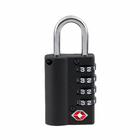 Cadeado com Segredo 40mm Zamac Aço Cromado Preto TSA Pado