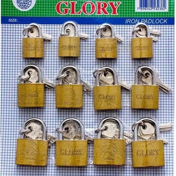 Cadeado Em Cartela 25 - 32 - 38 - 12 Unidades