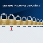 Cadeado Grande 50mm Haste Curta Latão Maciço Dourado Com Chav