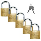 Cadeado Grande 50mm Haste Curta Latão Maciço Dourado Com Chav