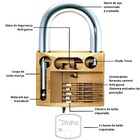 Cadeado Grande 60mm Haste Curta Latão Maciço Dourado Com Chav