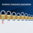 Cadeado Grande 60mm Haste Curta Latão Maciço Dourado Com Chav