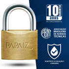 Cadeado Grande 60mm Haste Curta Latão Maciço Dourado Com Chav