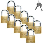 Cadeado Médio 45mm Haste Curta Latão Maciço Dourado Com Chave