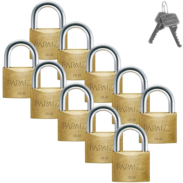 Cadeado Médio 45mm Haste Curta Latão Maciço Dourado Com Chave