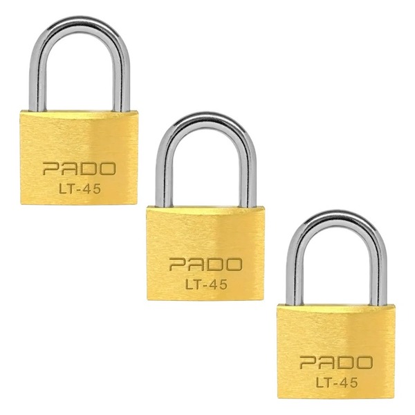 Cadeado Pado 45 Mm Mesma Chave Segredo Kit Com 3 Unidades