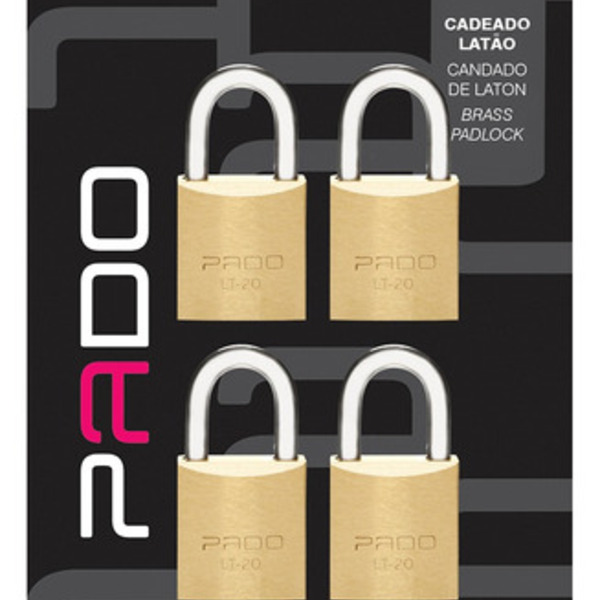 Cadeado Pado 4e-20mm (4 Msm Segr-4 Chaves Iguais) Bl
