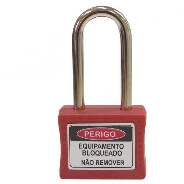 Cadeado Para Bloqueio 35mm Com Haste Longa 50mm Vermelho Papa