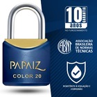 Cadeado Pequeno 20mm Haste Curta Latão Maciço Azul Com Chave