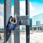 Cadeado Pequeno 20mm Haste Curta Latão Maciço Azul Com Chave